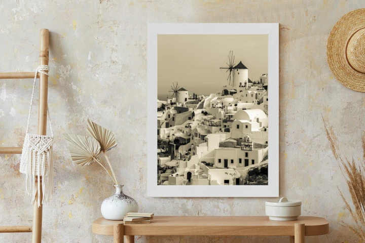 Plakat Typowa Architektura W Greckim Miasteczku Oia