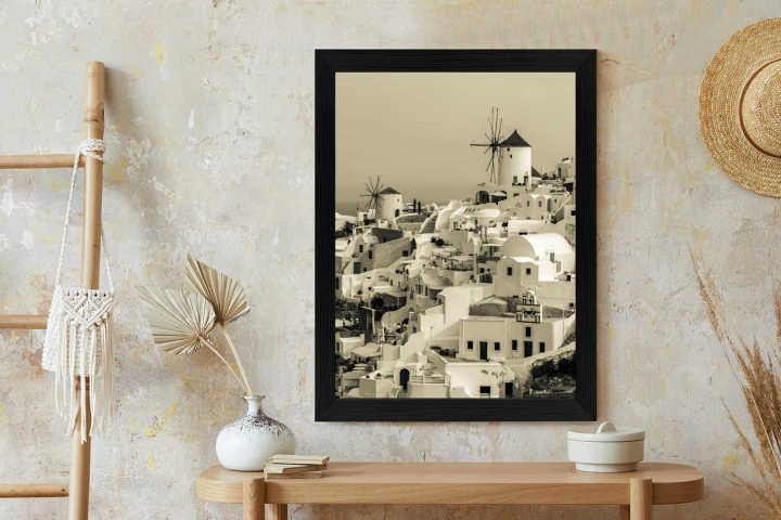 Plakat Typowa Architektura W Greckim Miasteczku Oia