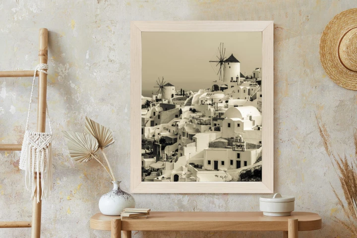 Plakat Typowa Architektura W Greckim Miasteczku Oia