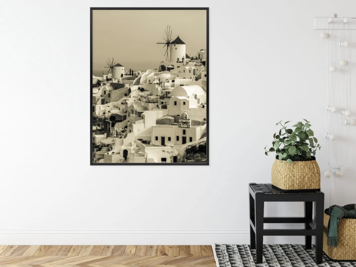 Plakat Typowa Architektura W Greckim Miasteczku Oia