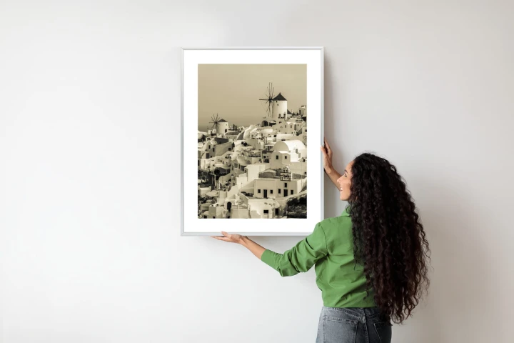 Plakat Typowa Architektura W Greckim Miasteczku Oia