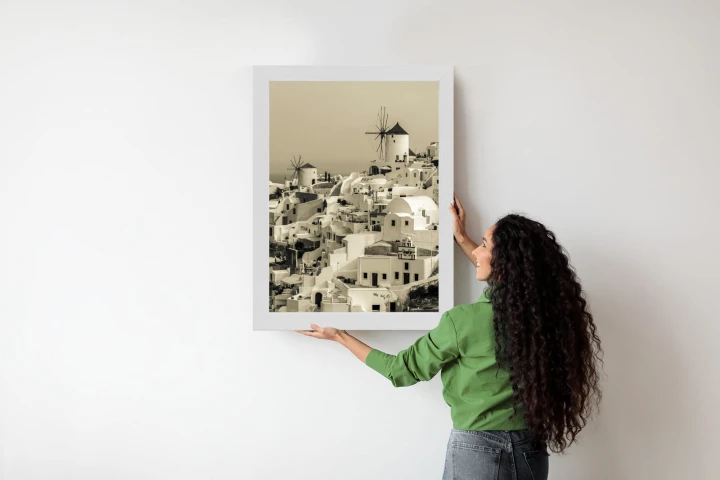 Plakat Typowa Architektura W Greckim Miasteczku Oia