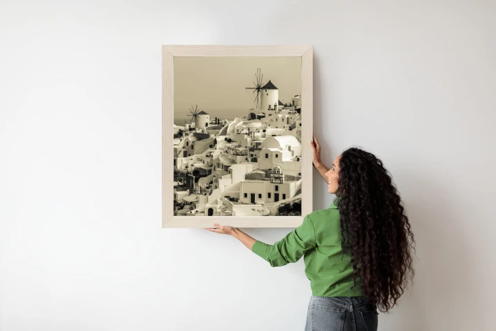 Plakat Typowa Architektura W Greckim Miasteczku Oia