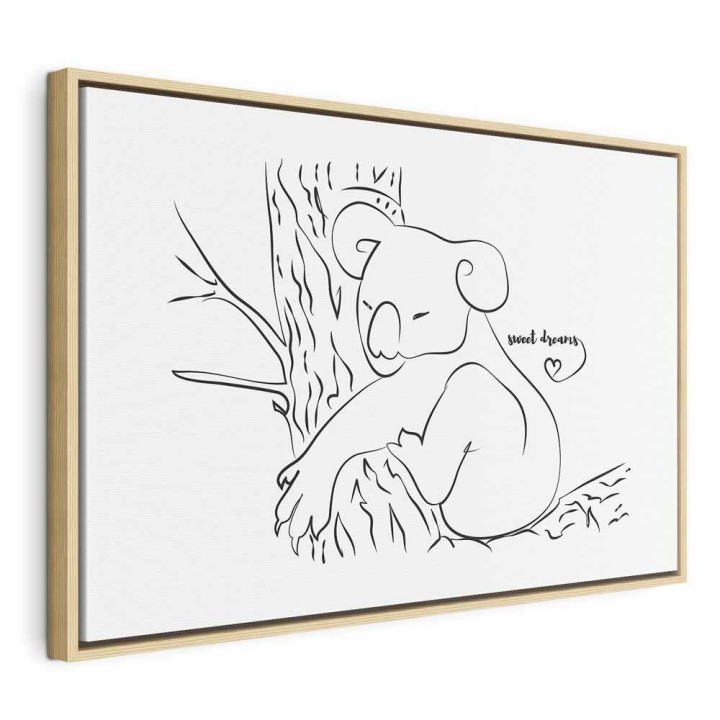 Obraz - Cichy urok natury (1-częściowy) - śpiący koala w czarno-białym tle