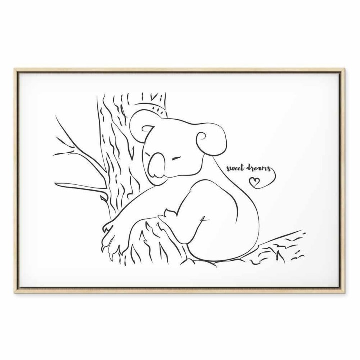 Obraz - Cichy urok natury (1-częściowy) - śpiący koala w czarno-białym tle