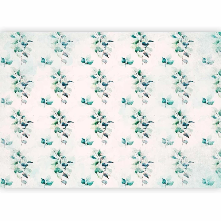 Fototapeta - Miętowa natura - deseń w jednolity motyw roślinny z zielonymi liśćmi