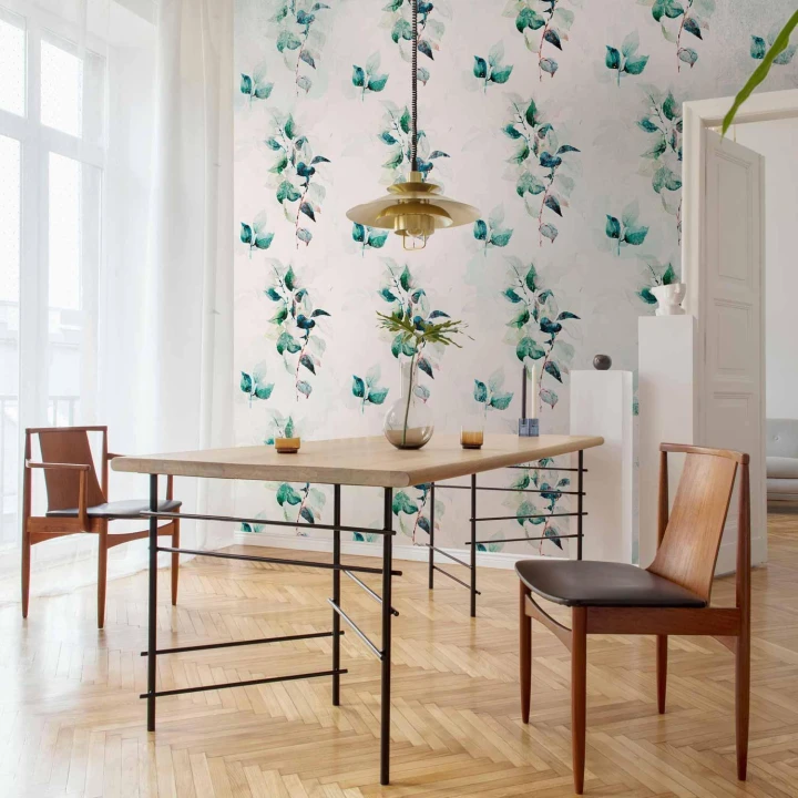 Fototapeta - Miętowa natura - deseń w jednolity motyw roślinny z zielonymi liśćmi