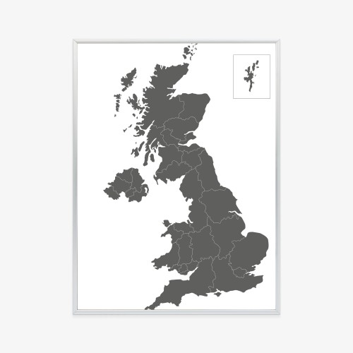 Plakat Podział Administracyjny Wielkiej Brytanii Na Mapie