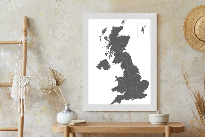 Plakat Podział Administracyjny Wielkiej Brytanii Na Mapie