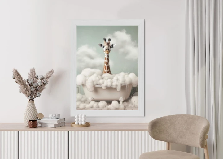Plakat Portret Żyrafy W Wannie