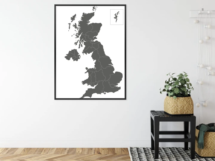 Plakat Podział Administracyjny Wielkiej Brytanii Na Mapie
