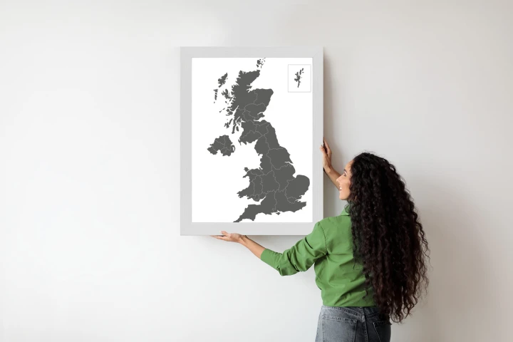 Plakat Podział Administracyjny Wielkiej Brytanii Na Mapie