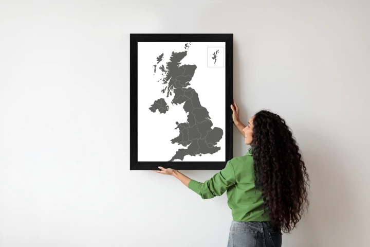 Plakat Podział Administracyjny Wielkiej Brytanii Na Mapie