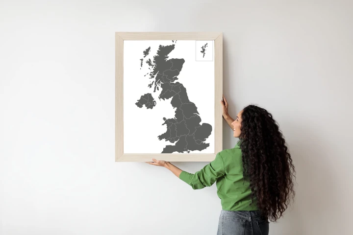 Plakat Podział Administracyjny Wielkiej Brytanii Na Mapie