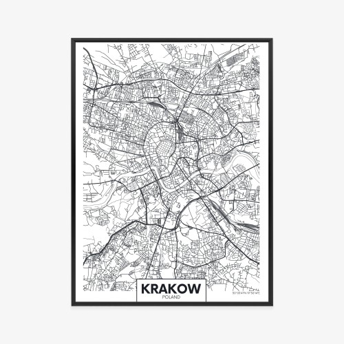 Plakat City Map Krakow, Travel Poster Design