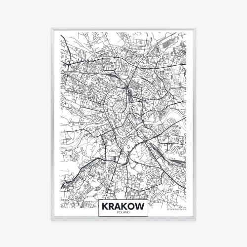 Plakat City Map Krakow, Travel Poster Design