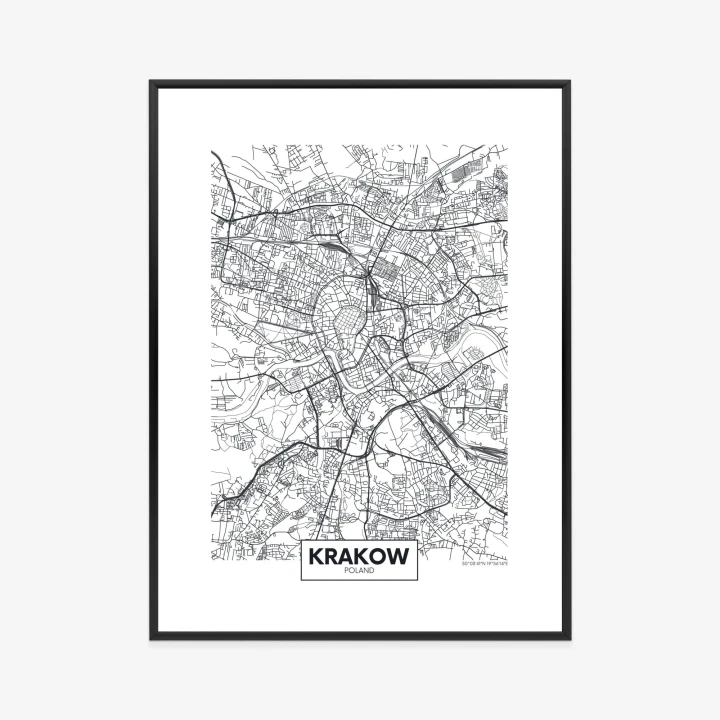 Plakat City Map Krakow, Travel Poster Design