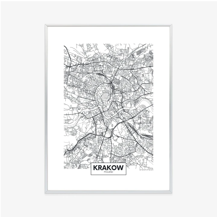 Plakat City Map Krakow, Travel Poster Design