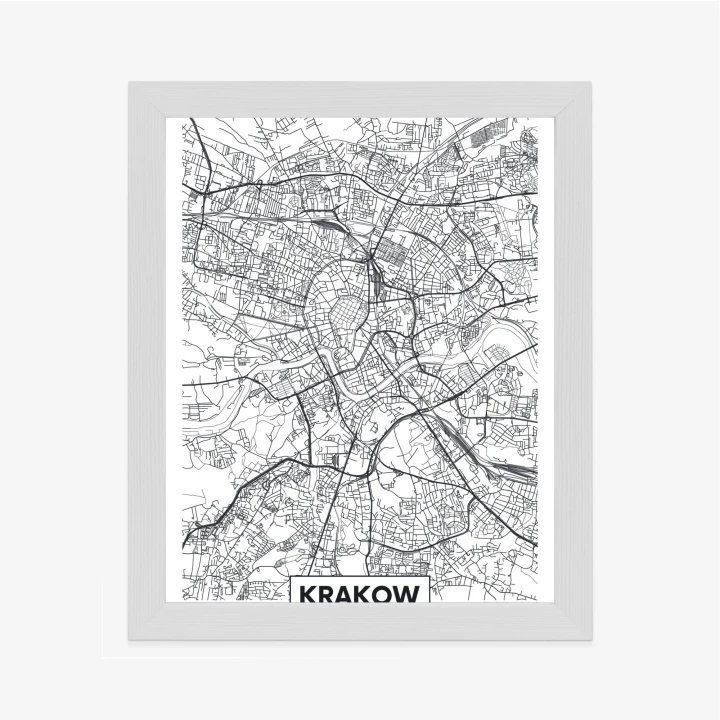 Plakat City Map Krakow, Travel Poster Design