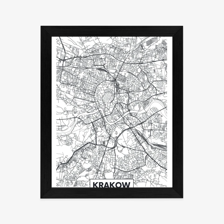 Plakat City Map Krakow, Travel Poster Design