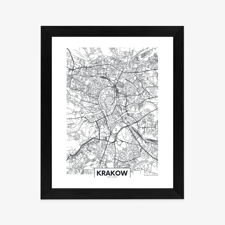 Plakat City Map Krakow, Travel Poster Design