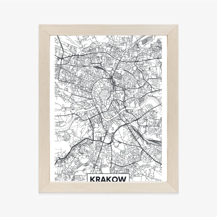 Plakat City Map Krakow, Travel Poster Design