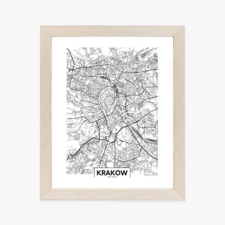 Plakat City Map Krakow, Travel Poster Design