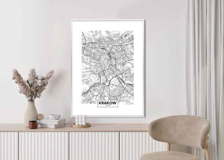 Plakat City Map Krakow, Travel Poster Design