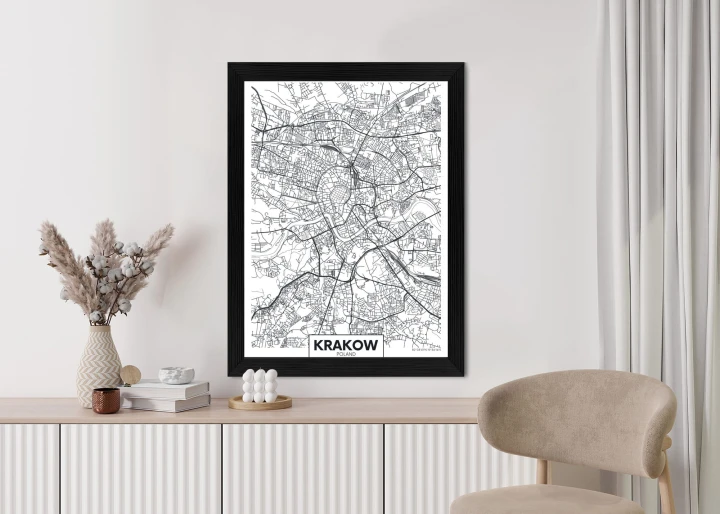 Plakat City Map Krakow, Travel Poster Design