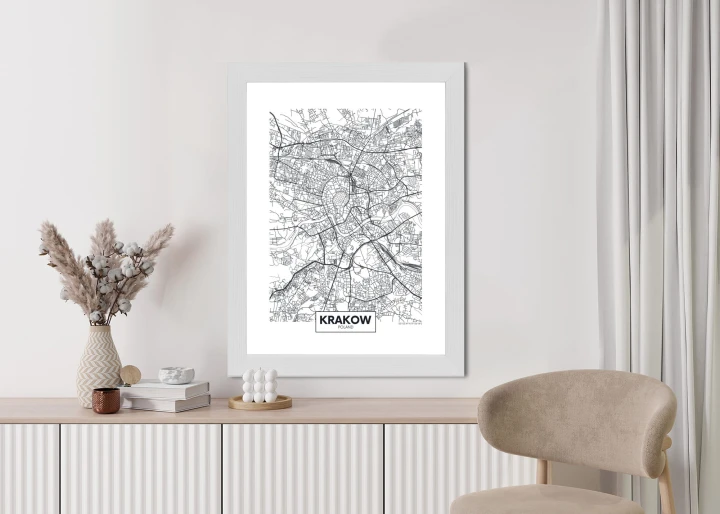 Plakat City Map Krakow, Travel Poster Design