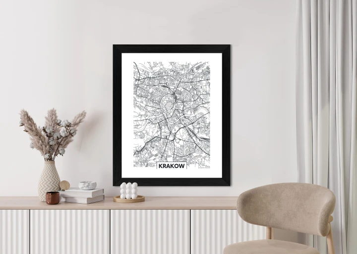 Plakat City Map Krakow, Travel Poster Design