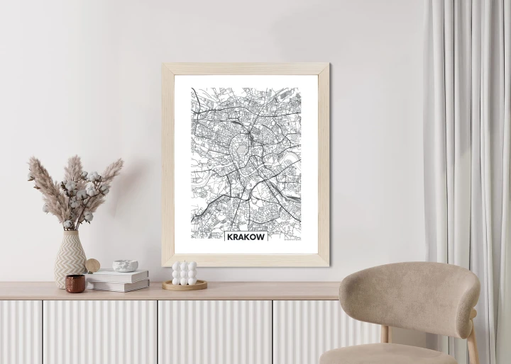 Plakat City Map Krakow, Travel Poster Design