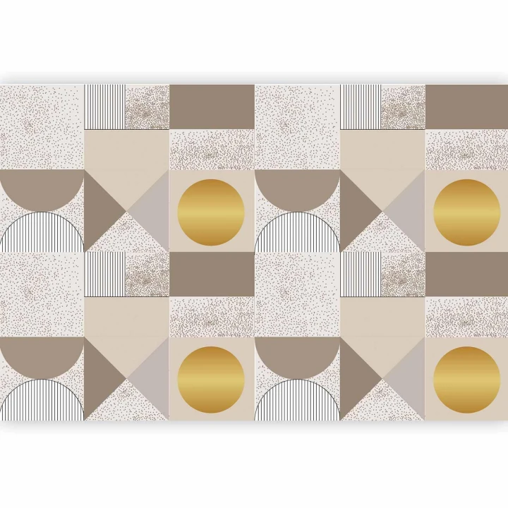 Fototapeta - Beżowo-złoty wzór geometryczny