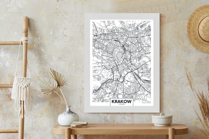 Plakat City Map Krakow, Travel Poster Design