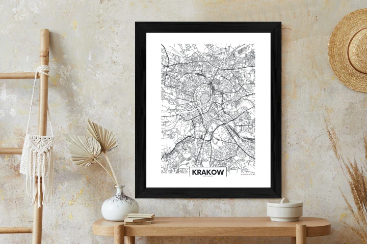 Plakat City Map Krakow, Travel Poster Design