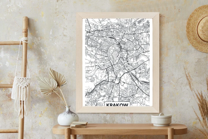 Plakat City Map Krakow, Travel Poster Design
