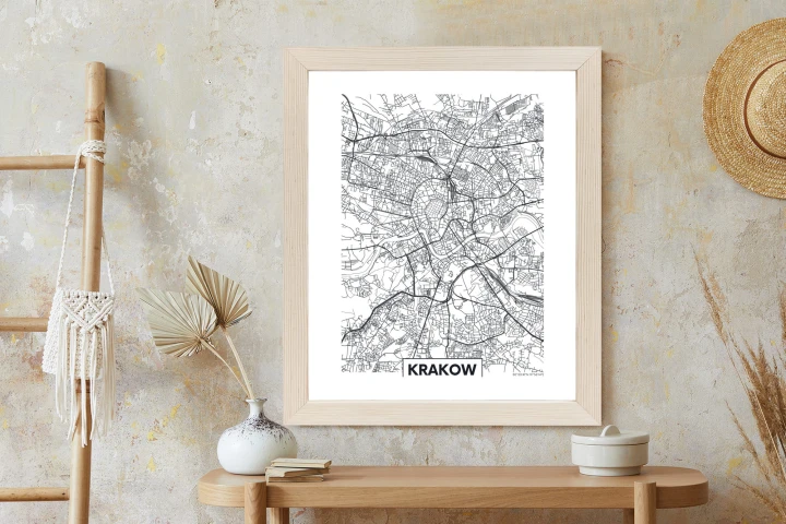 Plakat City Map Krakow, Travel Poster Design