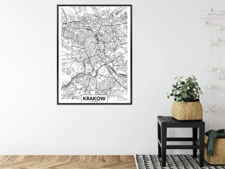 Plakat City Map Krakow, Travel Poster Design