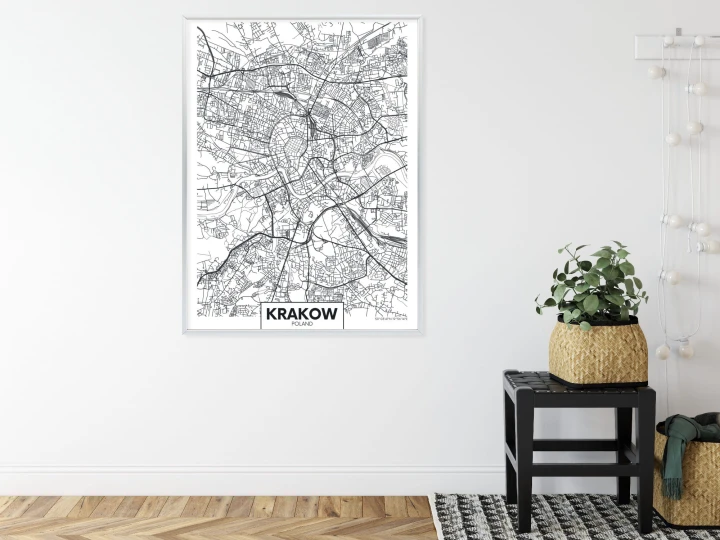Plakat City Map Krakow, Travel Poster Design