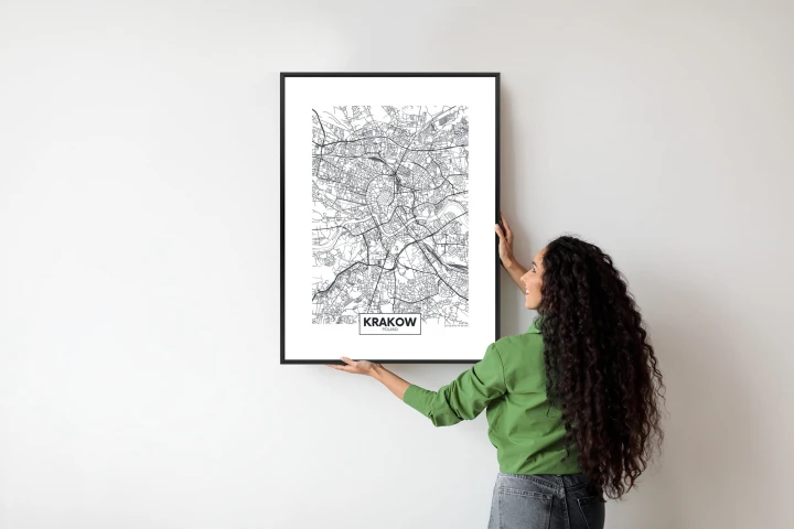 Plakat City Map Krakow, Travel Poster Design