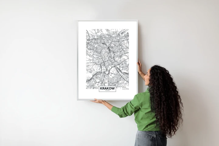 Plakat City Map Krakow, Travel Poster Design