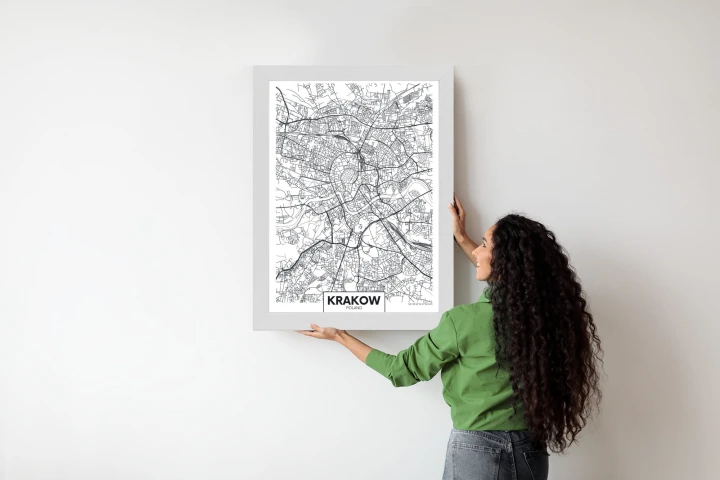 Plakat City Map Krakow, Travel Poster Design