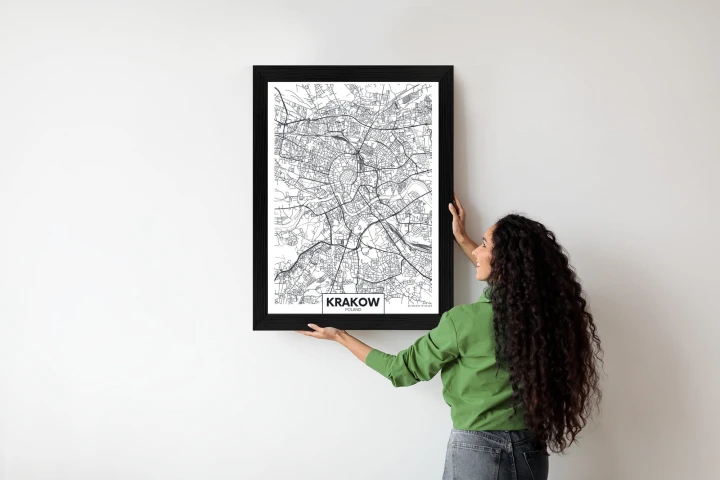 Plakat City Map Krakow, Travel Poster Design