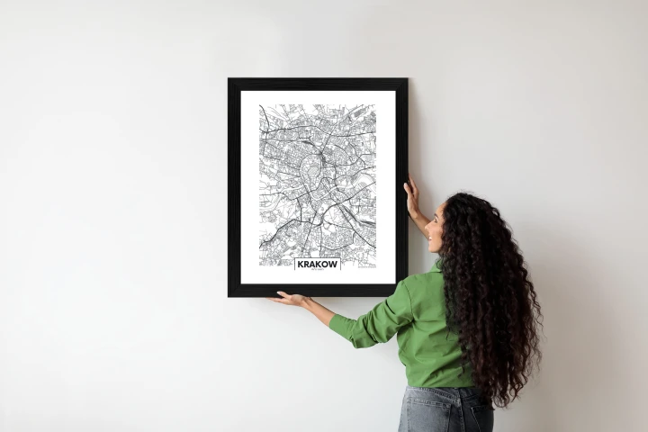 Plakat City Map Krakow, Travel Poster Design