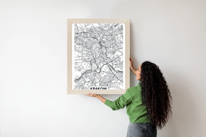 Plakat City Map Krakow, Travel Poster Design