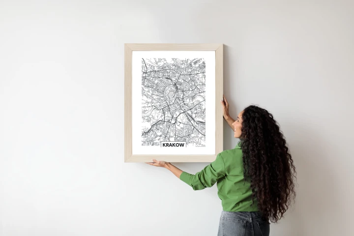 Plakat City Map Krakow, Travel Poster Design