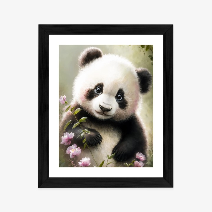 Plakat Bajkowa Panda W Kwiatkach