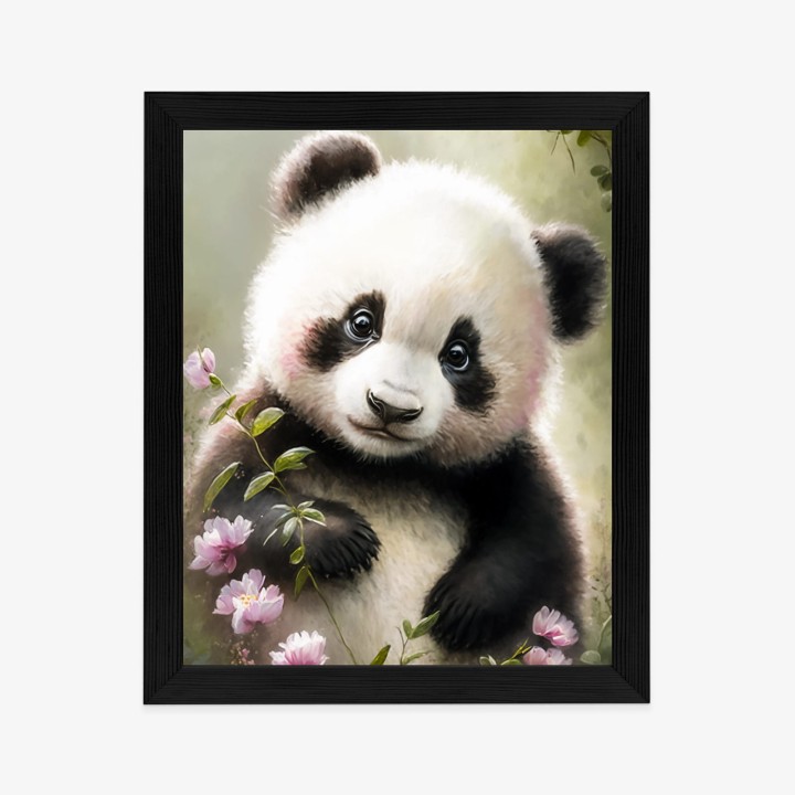 Plakat Bajkowa Panda W Kwiatkach