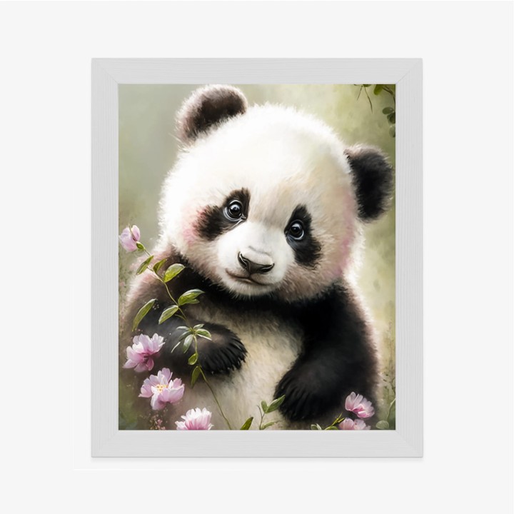 Plakat Bajkowa Panda W Kwiatkach