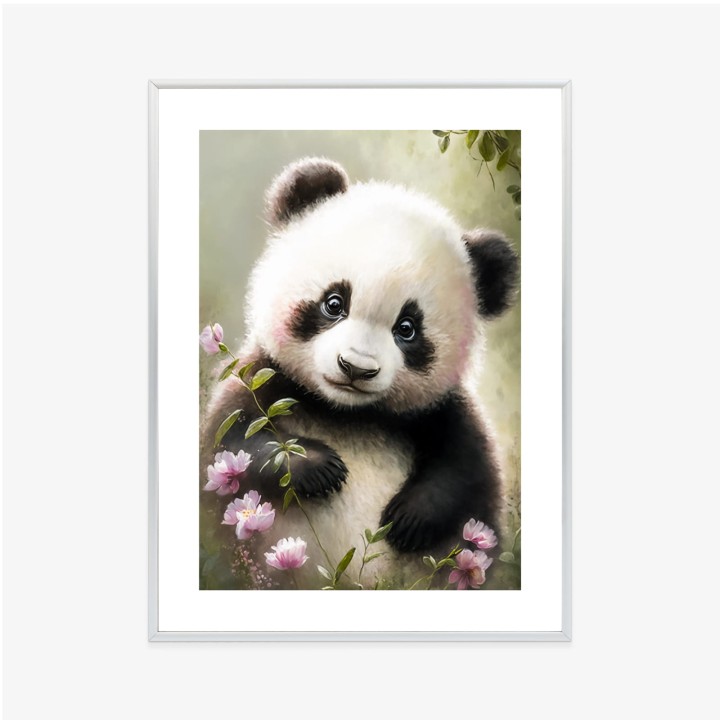 Plakat Bajkowa Panda W Kwiatkach
